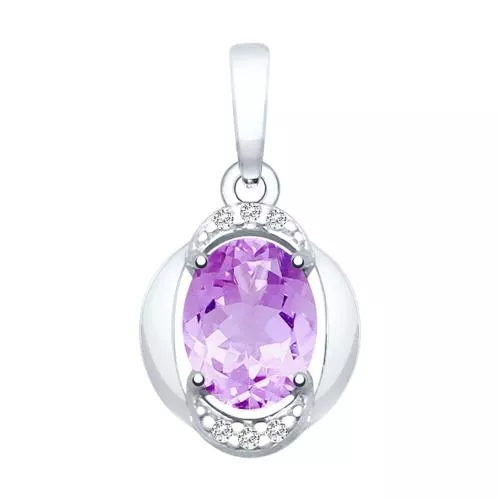 Подвеска из серебра с аметистом и фианитами