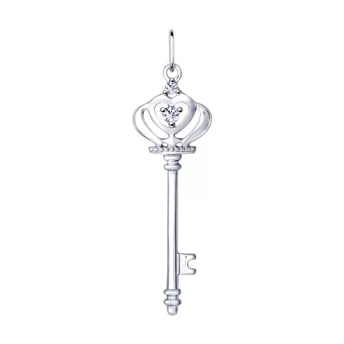 Подвеска из серебра «Ключик» с фианитами