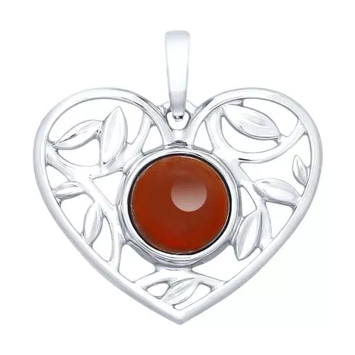 Серебряная подвеска «Сердце» с гранатом