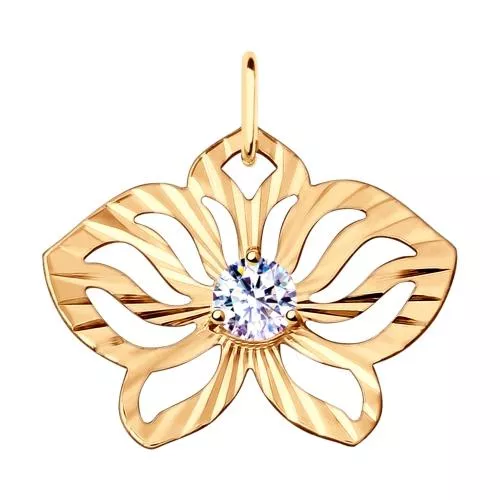 Подвеска из золочёного серебра с фианитом