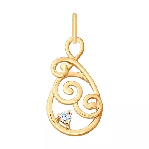 Подвеска из золочёного серебра с фианитом