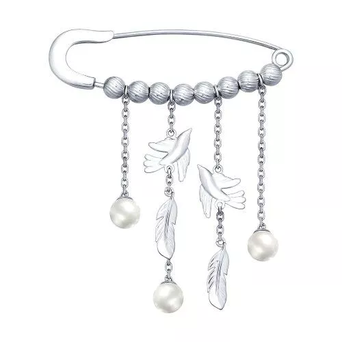 Брошь из серебра с жемчугом