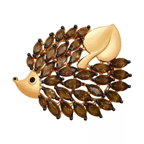 Брошь «Ёжик» с раухтопазами