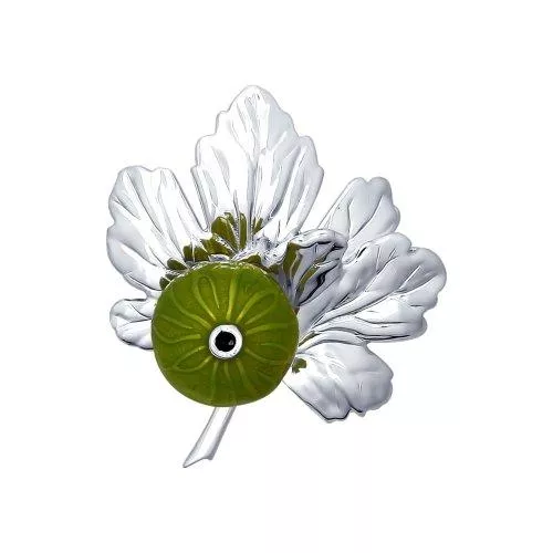 Серебряная брошь с эмалью