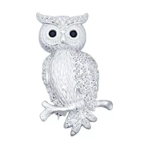Брошь «Сова» с фианитами
