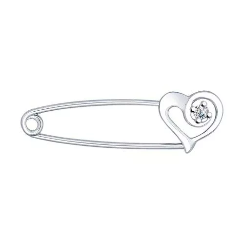 Брошь из серебра с фианитом