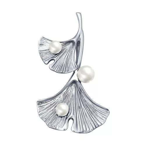 Брошь из серебра с жемчугом