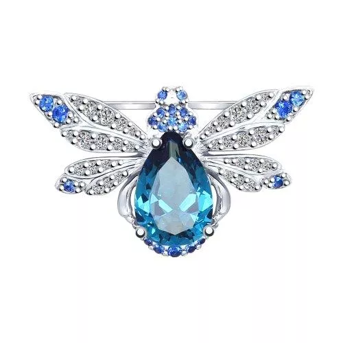 Брошь из серебра с миксом камней