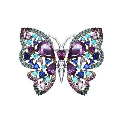Брошь «Бабочка» с фианитами