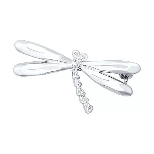 Брошь в форме стрекозы с фианитами