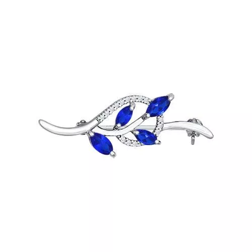 Брошь из серебра с синими фианитами