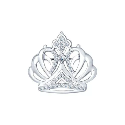 Брошь из серебра с фианитами