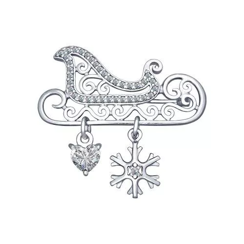 Брошь «Сани» из серебра