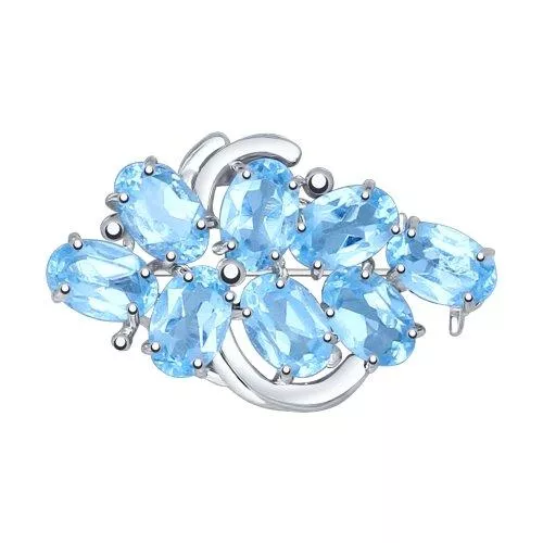 Брошь из серебра с топазами