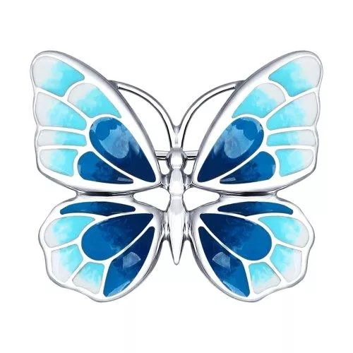 Серебряная брошь в виде бабочки