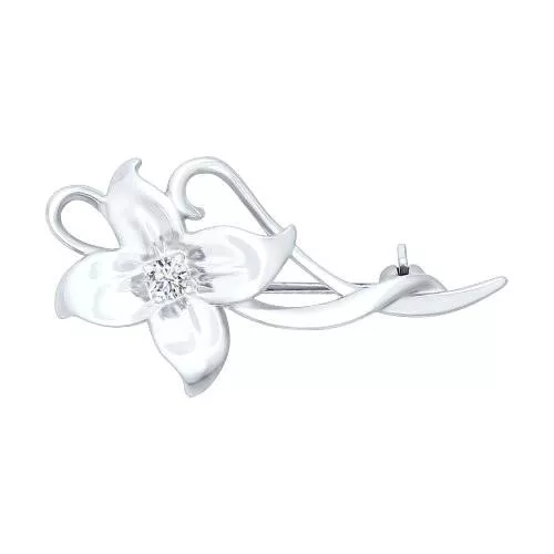 Брошь из серебра с фианитом