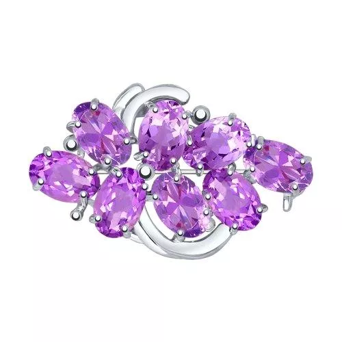 Брошь из серебра с аметистами