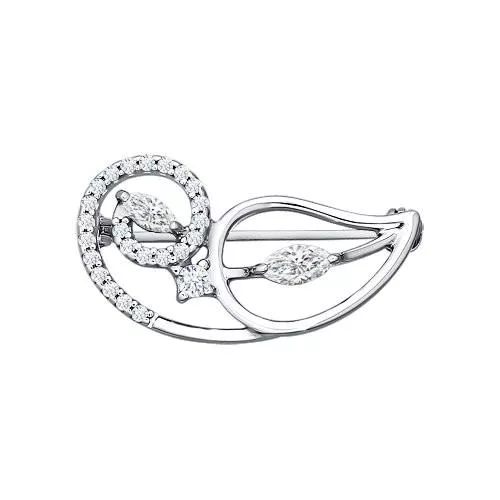 Брошь из серебра с фианитами