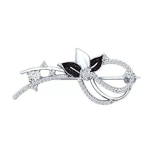 Брошь с эмалью и фианитами