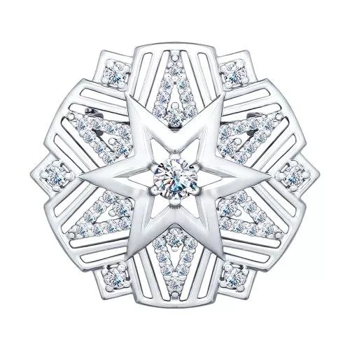 Брошь из серебра с фианитами