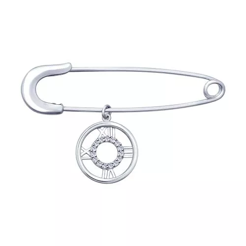 Брошь из серебра с фианитами