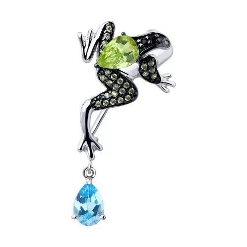 Брошь из серебра с миксом камней