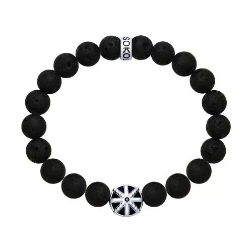 Браслет «Щит» с фианитами и вулканической лавой