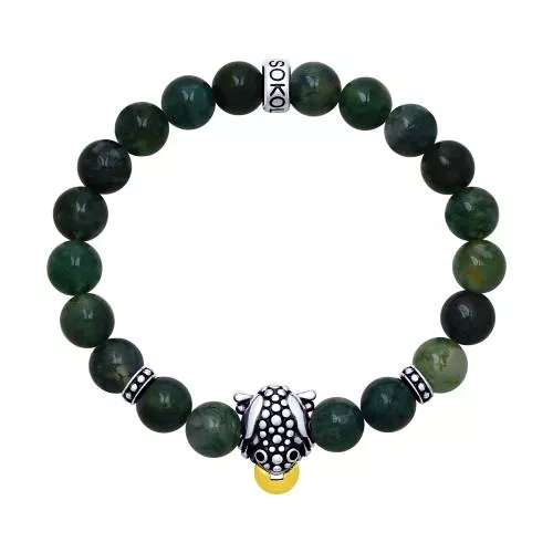 Браслет «Денежная жаба» с агатами и фианитами