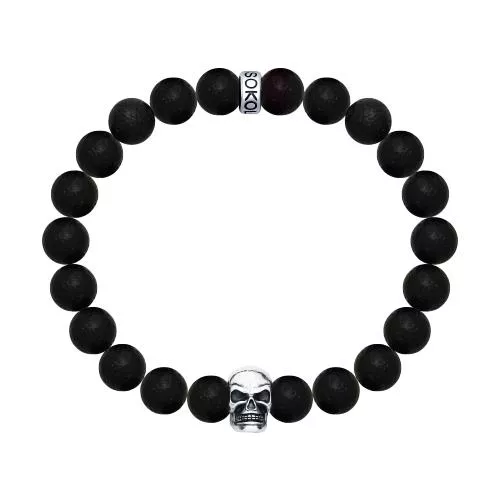 Браслет «Череп» с вулканической лавой