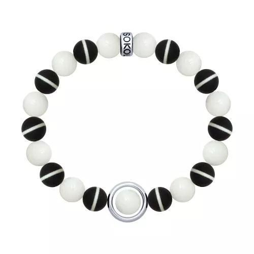 Браслет с агатами и жадеитами