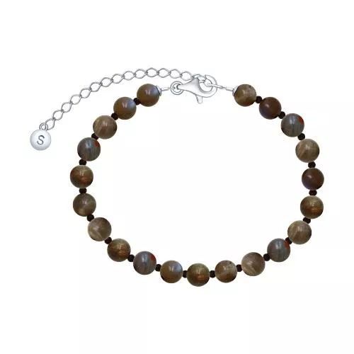 Браслет из серебра с чёрными агатами