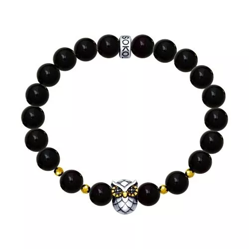 Браслет «Сова» с агатами и фианитами