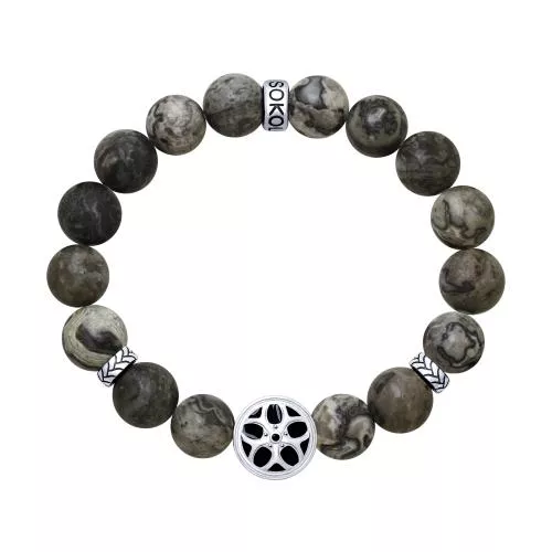 Браслет «Колесо» с агатами и фианитом