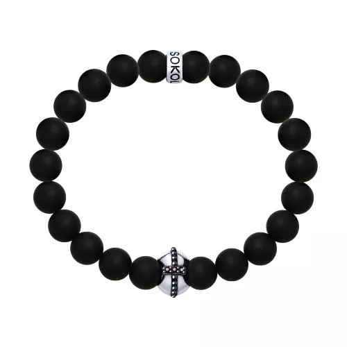 Браслет «Топор» с фианитами и агатами