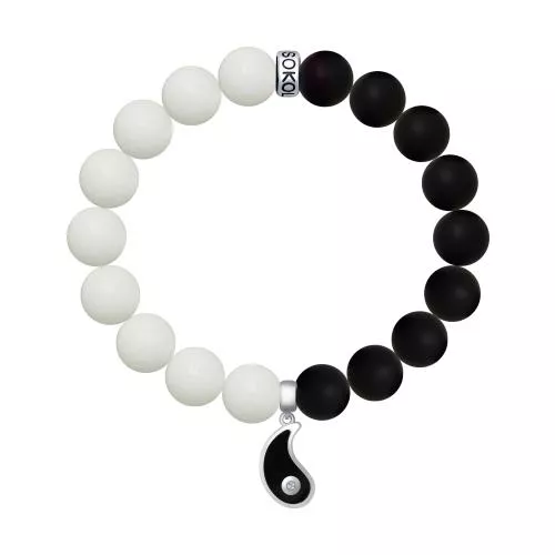 Браслет «Инь-Ян» с агатами и жадеитом