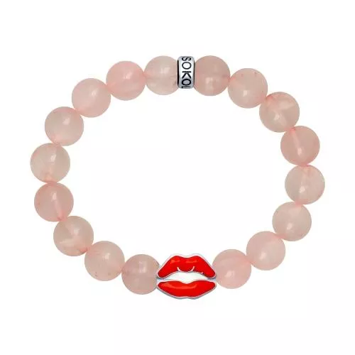 Браслет «Поцелуй» с кварцем и эмалью