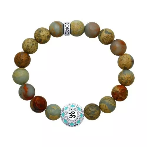 Браслет «Мантра Ом» с яшмой и фианитами