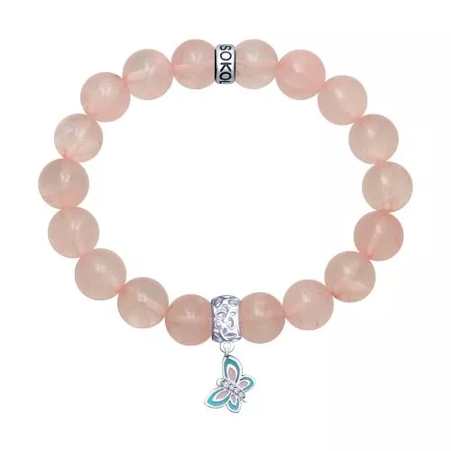 Браслет «Бабочка» с кварцем и фианитами