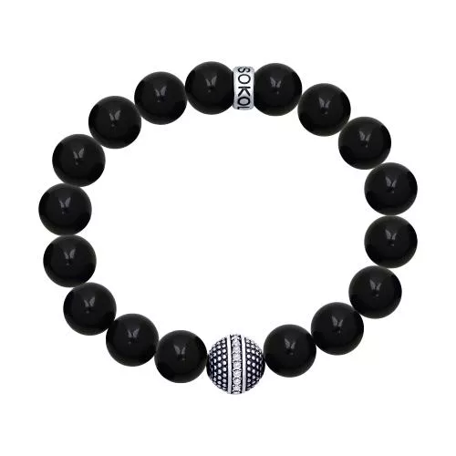 Браслет «Сфера» с обсидианом и фианитами