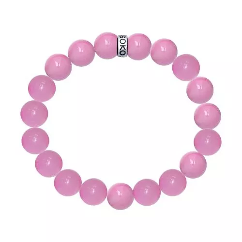 Браслет с натуральными розовыми агатами