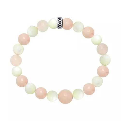 Браслет с розовым кварцем и перламутром