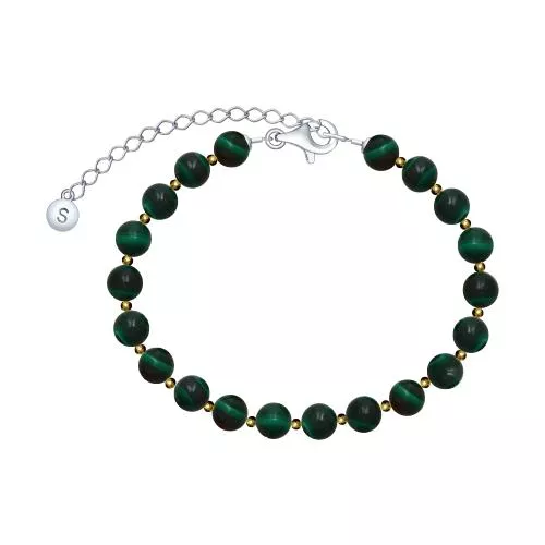 Браслет из серебра с малахитами