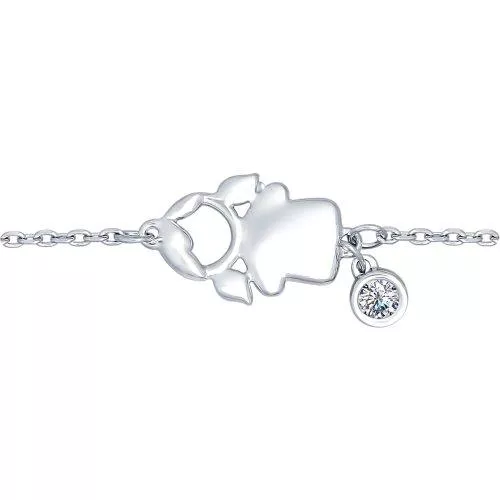 Браслет «Девочка» из серебра с фианитом