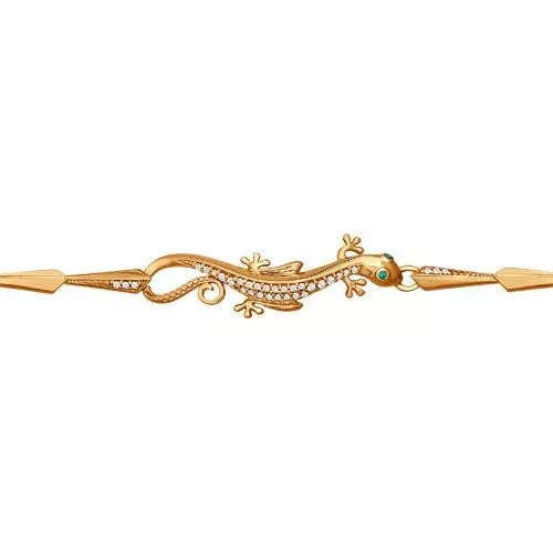 Браслет из золочёного серебра с зелеными фианитами