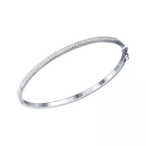 Белый браслет из серебра с фианитами