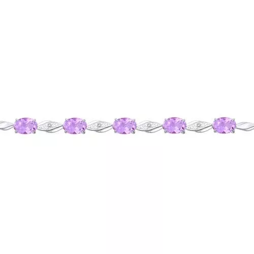 Браслет из серебра с аметистами и фианитами
