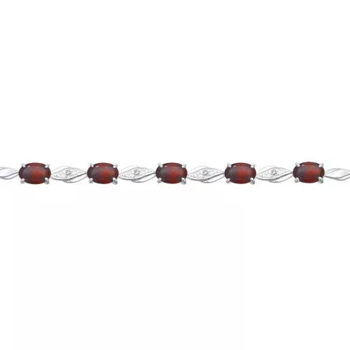 Браслет из серебра с гранатами и фианитами