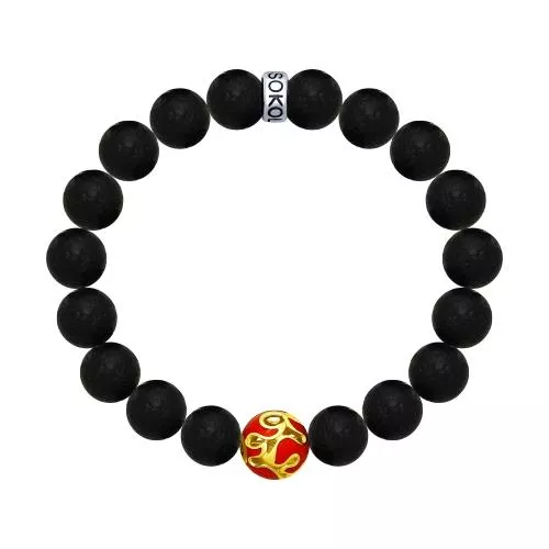 Браслет «Огонь» с вулканической лавой и эмалью