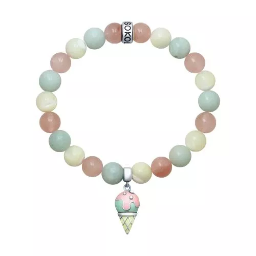 Браслет «Мороженое» с кварцем и амазонитом