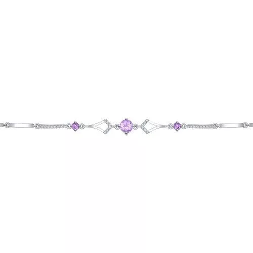 Браслет из серебра с аметистами и фианитами